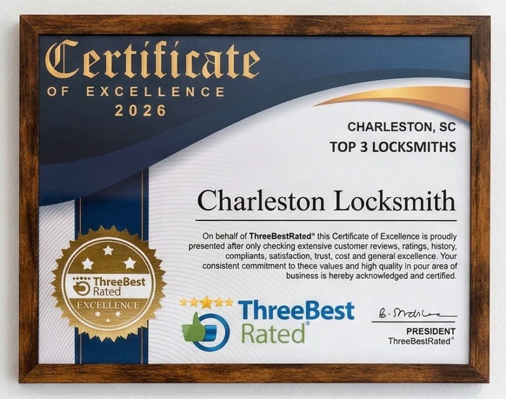 Three Best Rated Certificate of Excellence 2026 - Charleston Locksmith