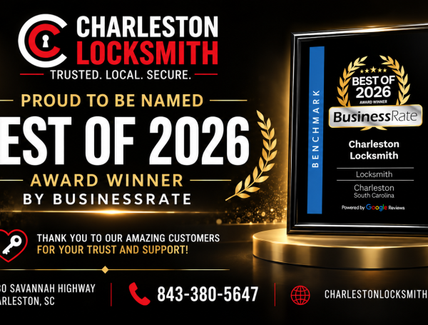 Charleston Locksmith Named a Best of 2026 Award Winner by BusinessRate